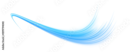 Futuristic light trails curve endlessly in dark space. Neon glow creates dynamic motion. Vector background for innovation and sci-fi projects. PNG