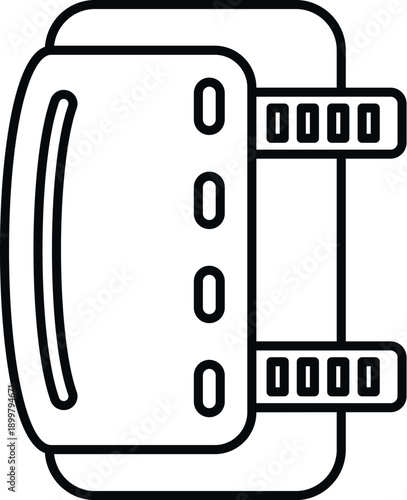 Outline icon representing a protective wrist guard or shin guard for security during sports