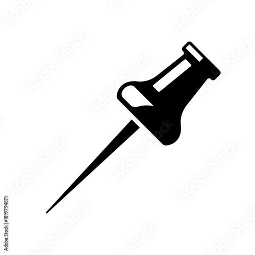 Push Pin Marker Icon Vector Black Silhouette