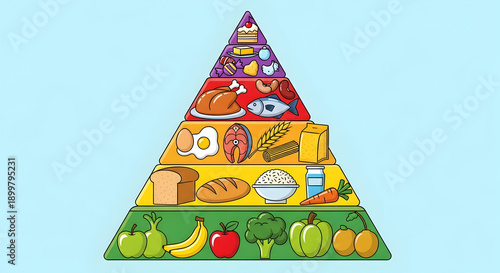 Food pyramid illustrated guide for healthy eating