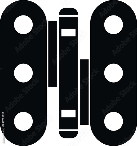 Black graphic illustrating a simple hardware joint for opening and closing