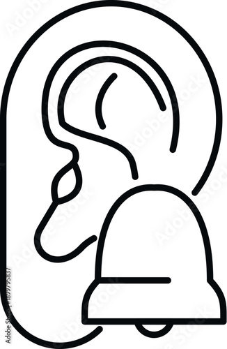 Ear with bell icon symbolizing ringing noise and hearing problems
