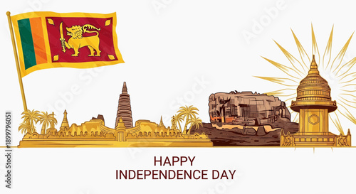 Celebrating Sri Lanka's Independence Day with Historic Landmarks and National Flag