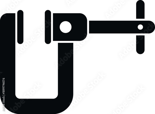 C clamp black silhouette icon for construction, repair, and woodworking tasks