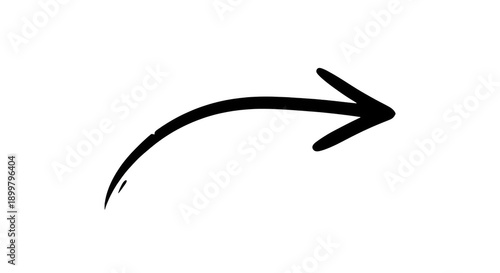 Hand drawn curved arrow pointing right on transparent background
