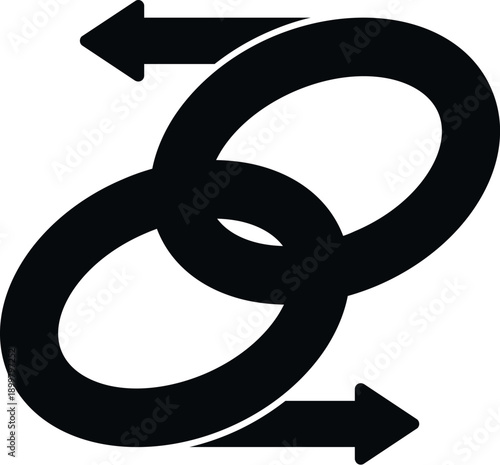 Intertwined arrows forming two connecting loops indicating interaction and opposing directions