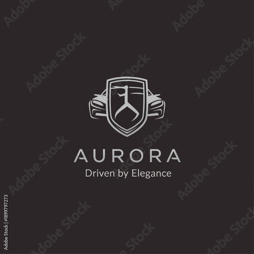 Aurora Logo Design with Shield Emblem.