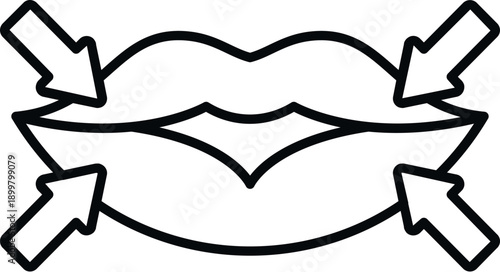 Lips with arrows indicating target areas for cosmetic treatment