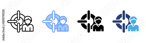 Target Audience icon set multiple style collection