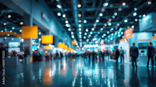 Wallpaper Mural Trade show, blurred background of exhibition hall, conference center, bokeh, business exhibition, job fair, stock exchange. Advertising campaign concept for an organization, corporate event Torontodigital.ca
