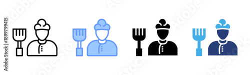 Chef icon set multiple style collection