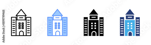 Building icon set multiple style collection