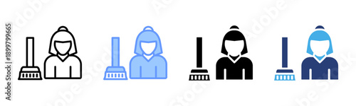 Maid  icon set multiple style collection