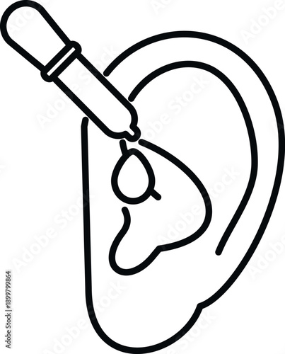 Medicine dropper applying drops into an ear representing hearing treatment