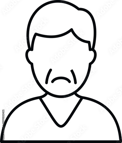 Senior man face outline expressing sadness and negative emotion