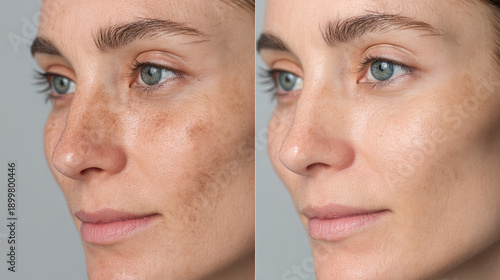 Woman's skin transformed from dull and patchy to radiant with serum effect