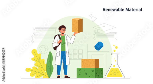 Scientist explores the properties of sustainable materials in a laboratory setting examining