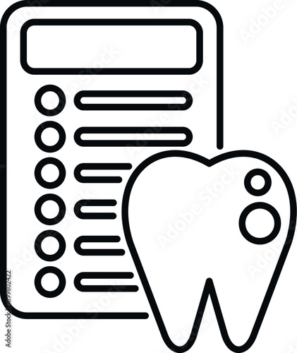 Outline icon representing a dental patient history or treatment plan with a tooth symbol