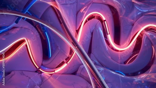 Swirling Patterns in Bright Colors With Light Trails on a Smooth Surface