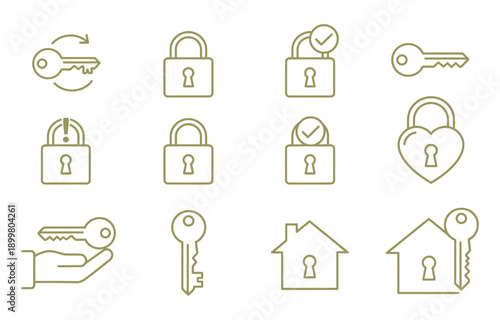 lock icon collection set locked icon symbol unlocked sign. Lock Padlock icon sheet multiple style collection isolated vector