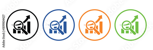 Search icons for websites and applications with magnifying glass showing research concept