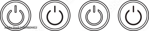 Set of power button icons, both outlined and filled ,Graphic power symbol set 