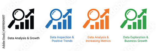 Search icons for websites and applications with magnifying glass showing research concept