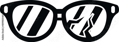 Sunglasses icon showing one lens shattered, representing damage, accident, or eyewear failure