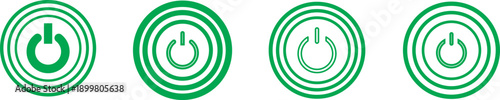 Set of power button icons, both outlined and filled ,Graphic power symbol set 
