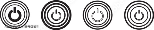 Set of power button icons, both outlined and filled ,Graphic power symbol set 