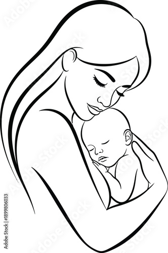 a tender illustration depicting a mother lovingly cradling her newborn baby showcasing the beautiful bond of maternal care and affection