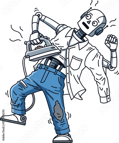 Robot dancing energetically with dynamic movements and joyful expression