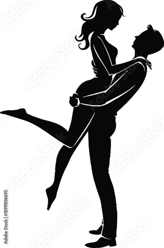 Romantic couple sharing tender moment in love