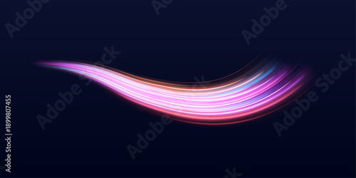 Neon blue and pink streaks weave through a city skyline, forming sparks, glowing motion trails, and futuristic effects.