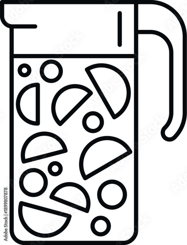 Pitcher containing a summer fruit beverage or cocktail