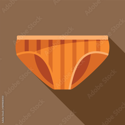 Orange striped underwear or briefs with shadow, presented as a flat design icon