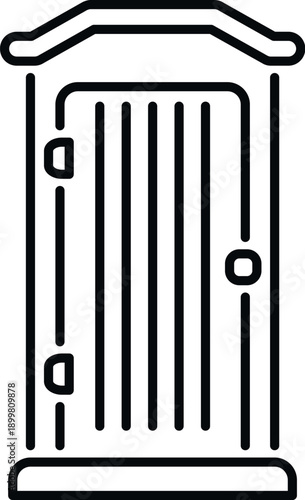 Portable toilet outline icon illustrating temporary outdoor restroom at events or construction sites