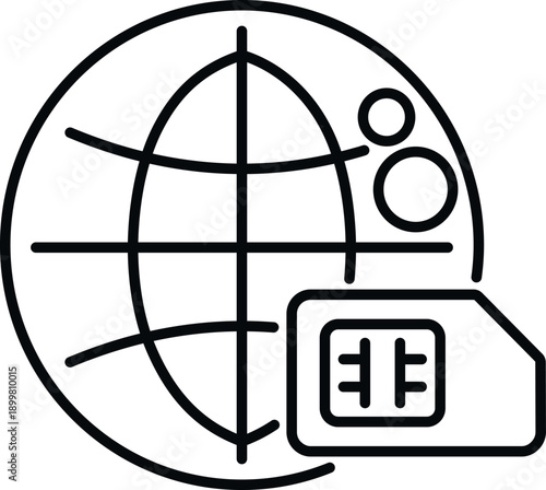 Global grid representing worldwide connectivity for mobile sim chip