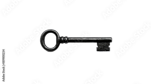 Vintage Metal Key Isolated on Black Background, Symbolizing Access, Security, and Mystery, Evoking Historical Charm and Timeless Design Elements