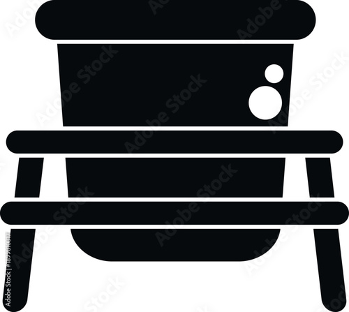 Black silhouette icon of a baby potty chair for toilet training