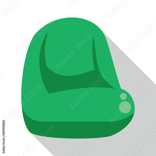 Green beanie hat featuring a soft bobble and long shadow