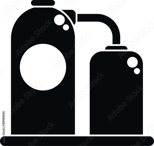 Industrial gas cylinders connecting with a hose, storing pressurized gas or oxygen