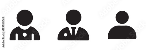 Collection of user and professional profile icons in solid black style for digital platforms