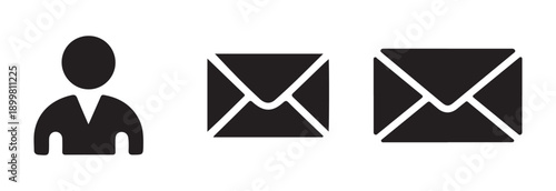User profile and duplicate email envelope icons collection for communication and account management interface design