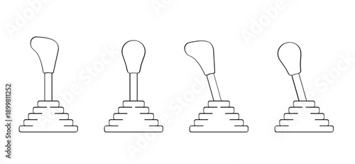 Manual gear lever. 1, 2, 3, 4, 5 and R indicate the forward gears. Car gear shifter, automotive transmission part symbol set. Car gearbox. Manual clutch knob. Car gear shifting lever. Stick shift knob
