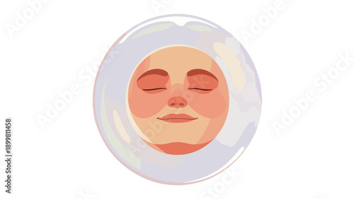 A surreal illustration of a face within a translucent bubble.