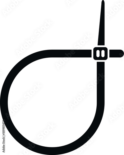 Black plastic cable tie fastener securing industrial objects