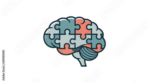 Brain Puzzle Concept: An illustration of a brain formed from puzzle pieces, symbolizing intelligence.