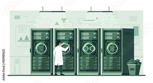Innovative laboratory environment featuring advanced equipment and dedicated research personnel