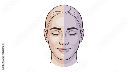 Contrasting shades on a woman's face create a visual balance.